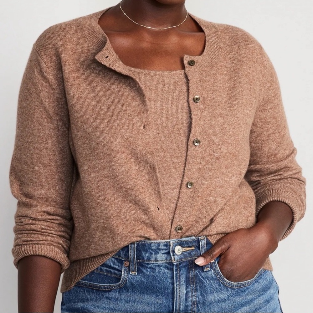 Old Navy Cropped Cozy-Knit Cardigan and matching Tank Top in Toasty size 3X